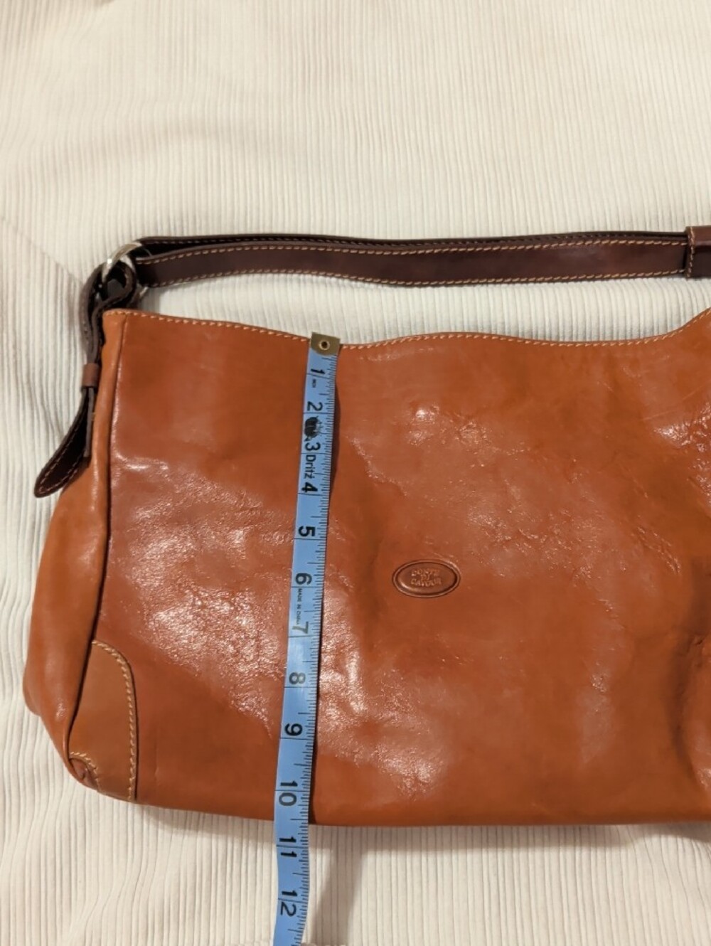 Conte Di Cavour Leather Shoulder Bag in Cognac Orangey Brown - Picture 5 of 15